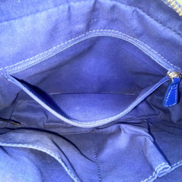 Fossil Women’s Blue Leather Adjustable Strap Dual Front Pockets Crossbody Bag - Picture 13 of 14